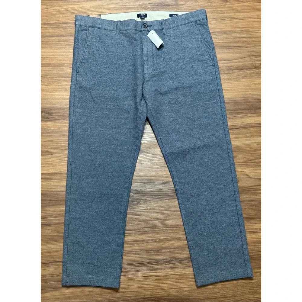 J.Crew Flex Slim Fit Chinos Mens Blue Textured Cotton Stretch Pants Sz 35x29**